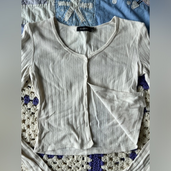 Glassons Womens Cream Cottagecore Knit Cardigan Long Sleeve Button Up Small - Picture 6 of 6